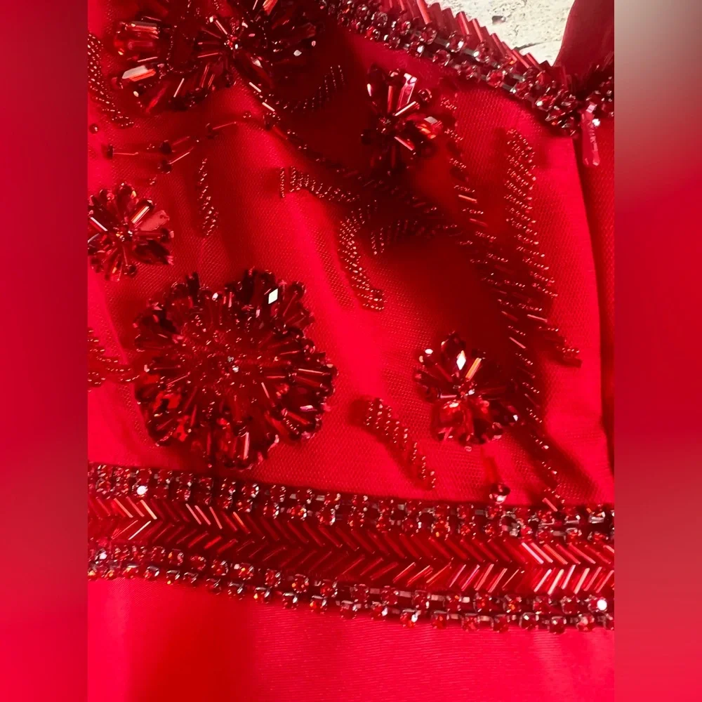 Sherri Hill red prom dress ball gown dress size 18 Elegant Red Evening Gown A72 - Picture 5 of 7